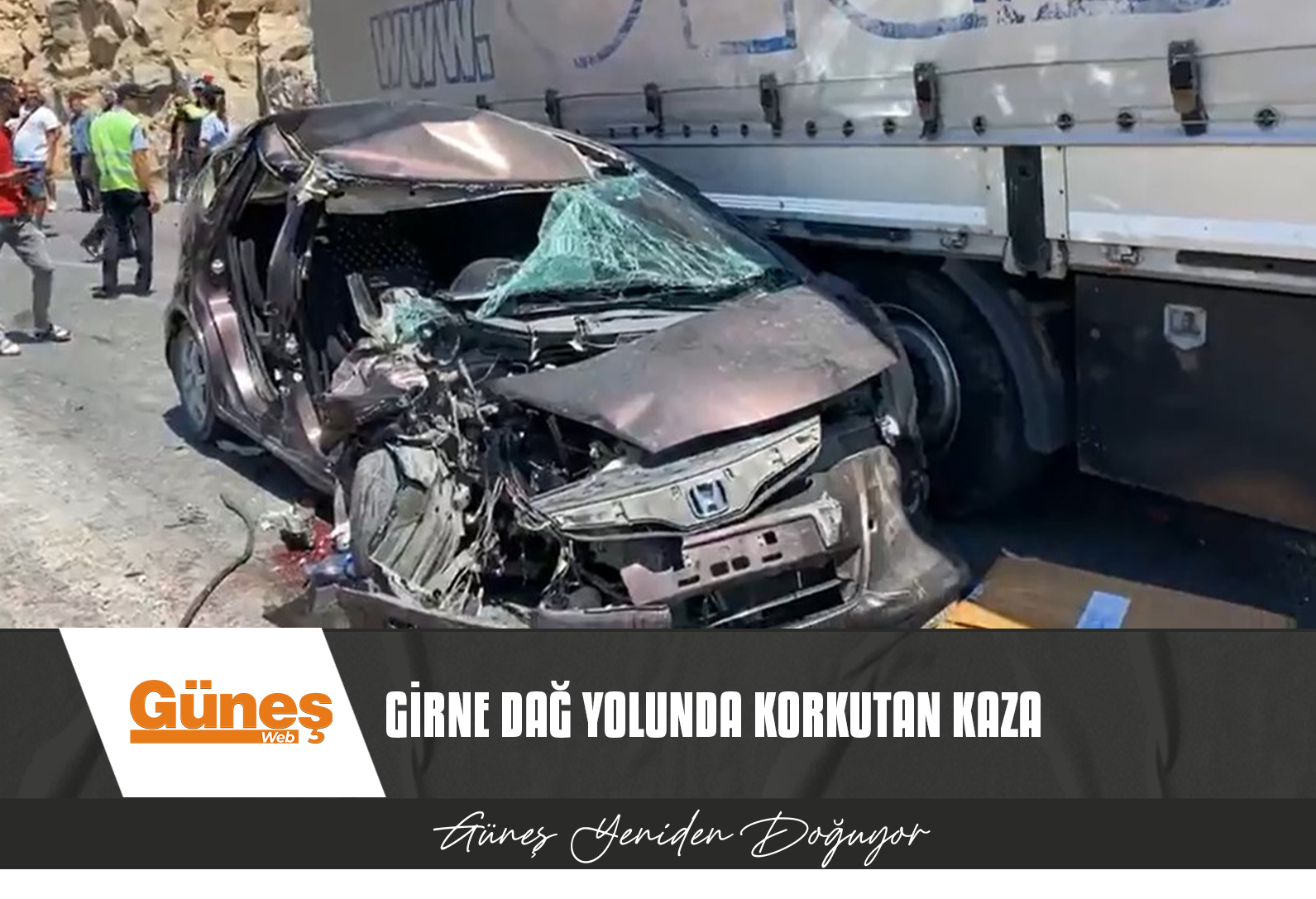 GİRNE DAĞ YOLUNDA KAZA, YOL TRAFİĞE KAPATILDI