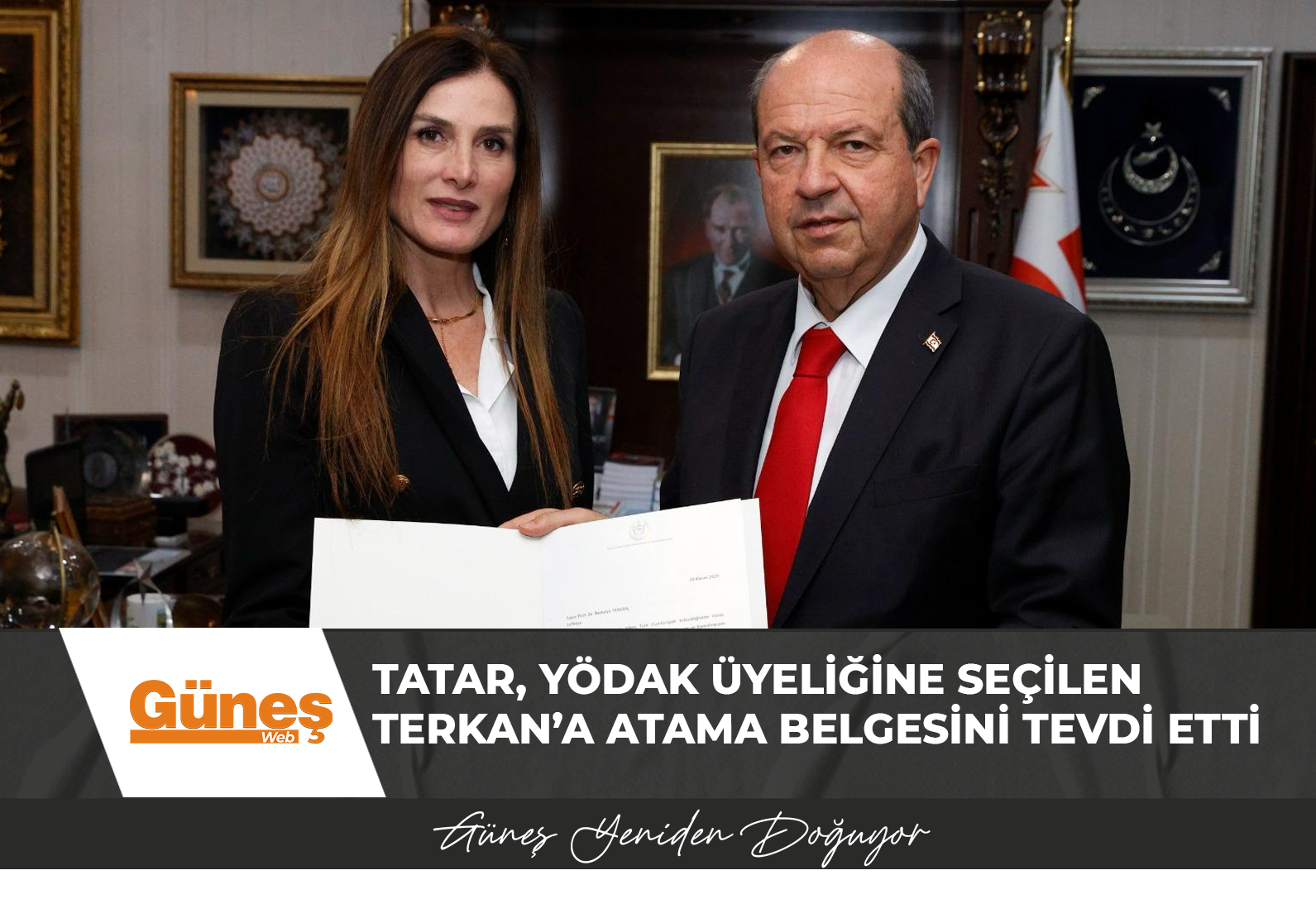 Cumhurbaşkanı Tatar, YÖDAK üyeliğine seçilen Terkan’a atama belgesini tevdi etti