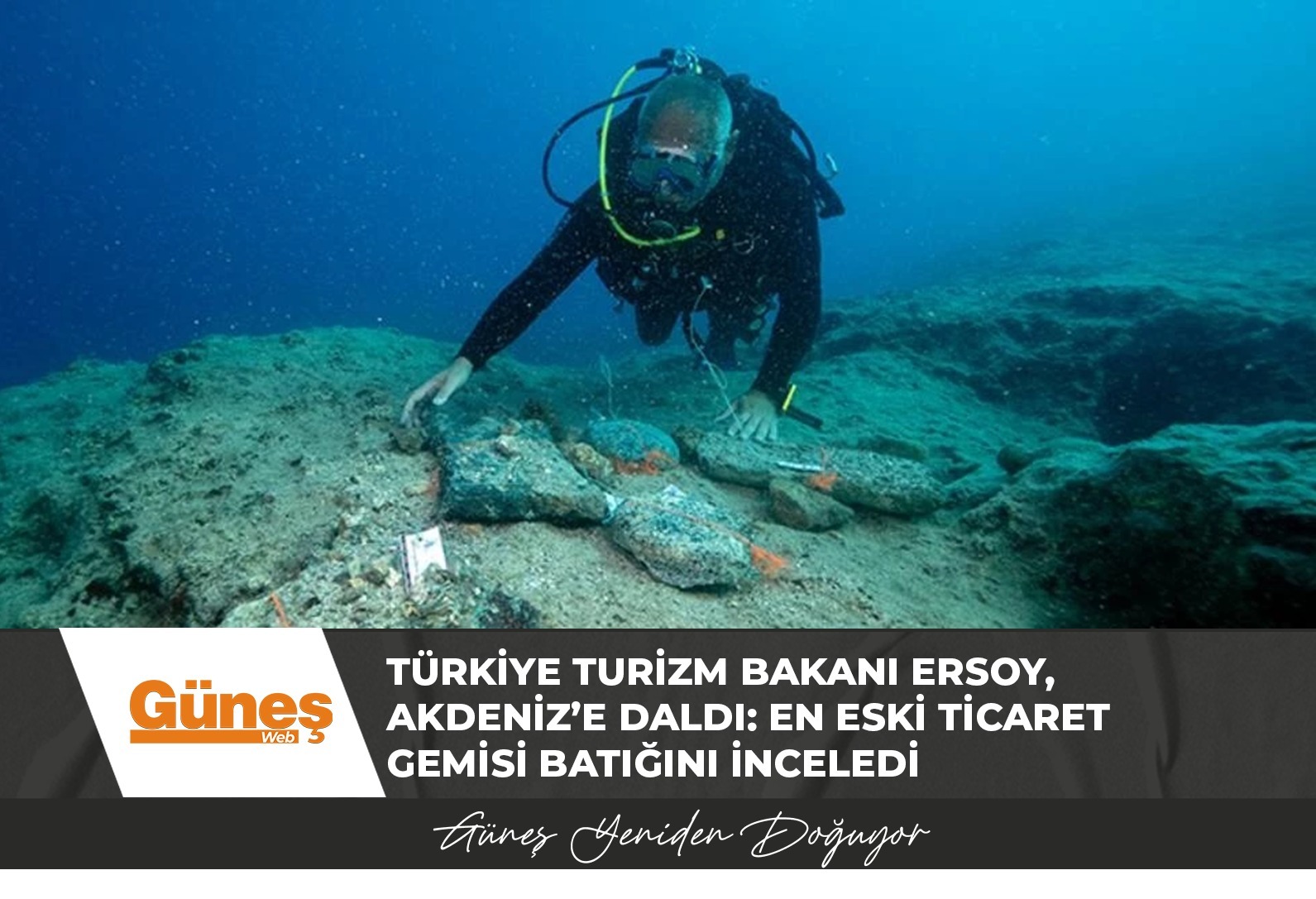 Türkiye Turizm Bakanı Ersoy, Akdeniz’e daldı: En eski ticaret gemisi batığını inceledi