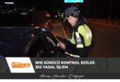 1615 sürücü kontrol edildi: 352 yasal işlem