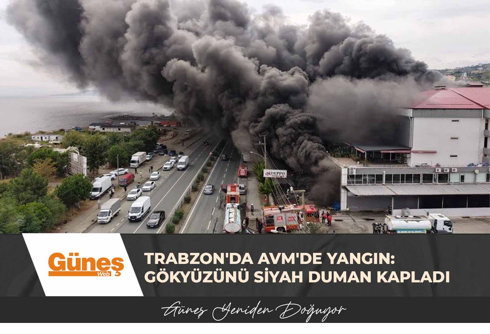 Trabzon’da AVM’de yangın: Gökyüzünü siyah duman kapladı