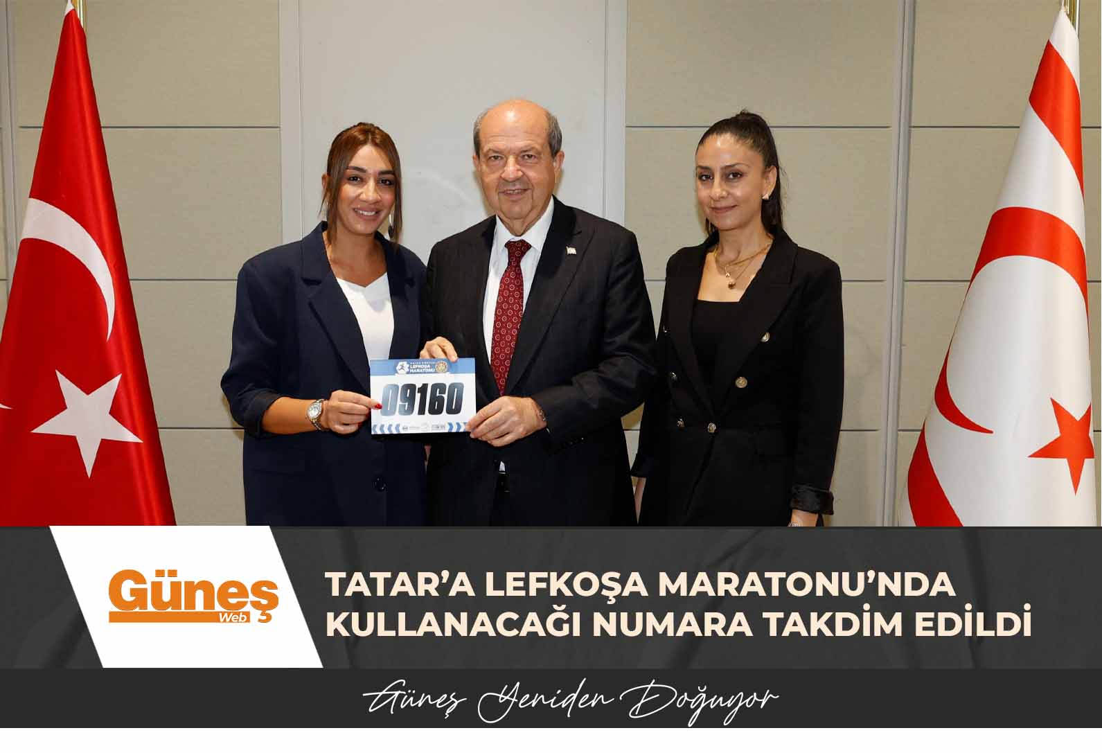 Cumhurbaşkanı Tatar’a Lefkoşa Maratonu’nda kullanacağı numara takdim edildi